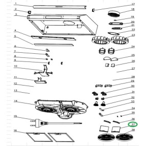 Volet long d'évacuation hottes AIRLUX et GLEM AHC640 - AHC625 - GHC625