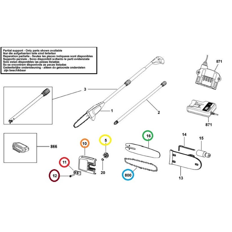 Guide chaine 623381-00  ELAGUEUR BLACK & DECKER GPC1800,GPC1800L,GPC1800NM