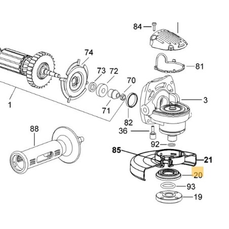 Flasque de centrage pour meuleuses DEWALT D28011 / DWEN201