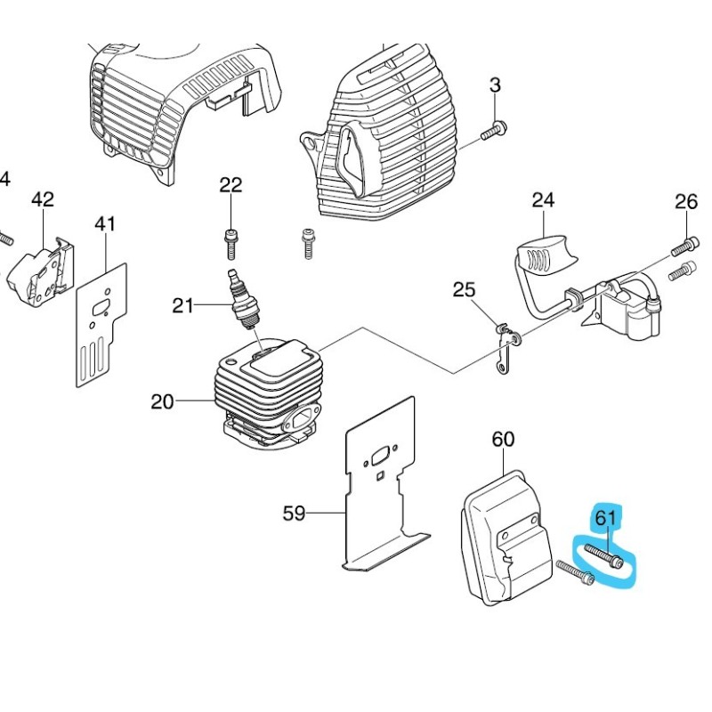 Vis d'échappement débroussailleuse MAKITA EM2600U / DOLMAR MS27