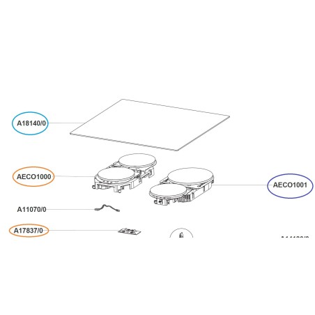 Dessus verre ZA26885/0 pour table de cuisson AIRLUX, GLEM modèle GTI642N