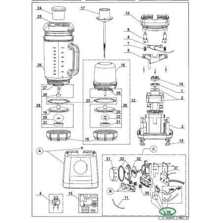 Support micro switch BLENDER MAGIMIX 11626 - 11627 - 11628 - 11629 - 11630.