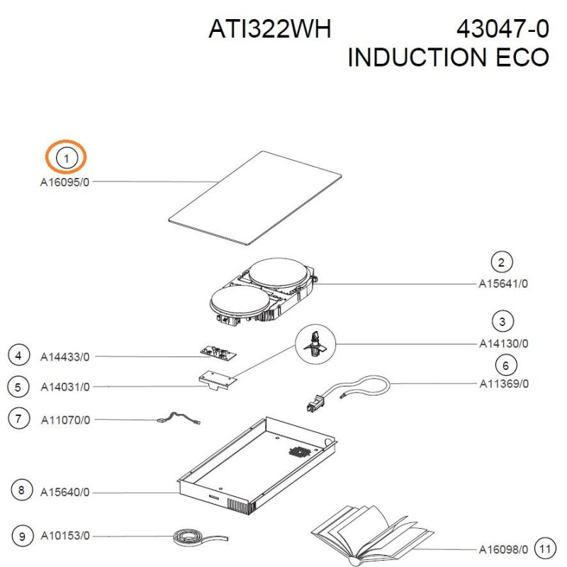 Dessus en verre ZA16095/0 table de cuisson AIRLUX ATI322WH