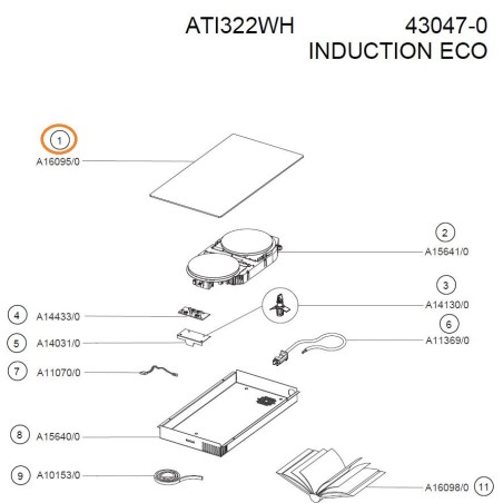 Dessus en verre ZA16095/0 table de cuisson AIRLUX ATI322WH