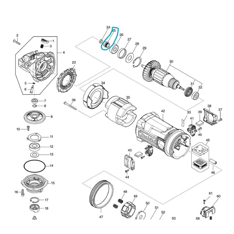 Pignon sortie moteur meuleuses MAKITA GA9060 - GA9071 Pignon sortie moteur meuleuses MAKITA GA9060 - GA9071