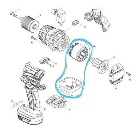 Stator pour perceuses MAKITA DDF841 / DHP841