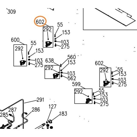 Support injecteur Z57G128 AR GAUCHE cuisinières GLEM AA65CMIXN, AR854GI