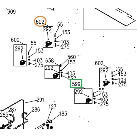 Support injecteur Z57G127 AV DROIT cuisinières GLEM AA65CMIXN, AR854GI, AT64IX