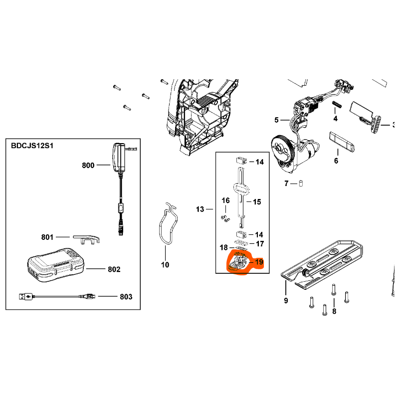 Fixation lame N537134 scie sauteuse BLACK & DECKER BCS601 / BDCJS12 Fixation lame N537134 scie sauteuse BLACK & DECKER BCS601 / BDCJS12