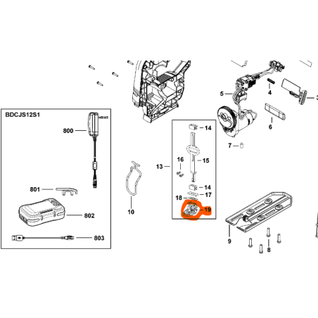 Fixation lame N537134 scie sauteuse BLACK & DECKER BCS601 / BDCJS12