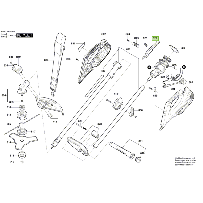 Gachette pour débroussailleuse BOSCH AFS23-27