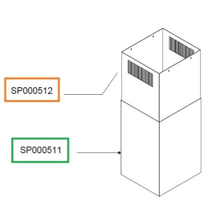 Cheminée ZSP000512 Partie haute pour la hotte AIRLUX AHI981IX