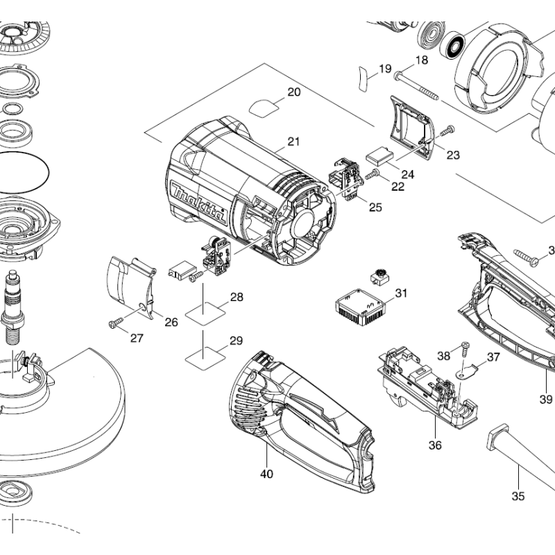Support de charbon meuleuses MAKITA GA9060R - GA9063 - GA9063R