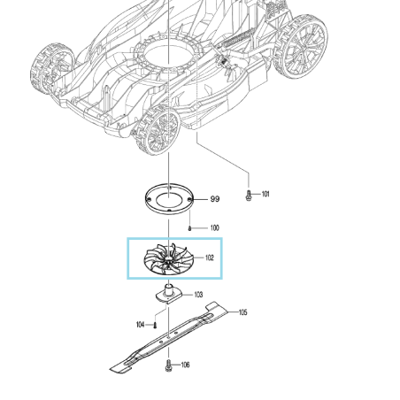 Turbine 240229-8 pour tondeuses à gazon MAKITA DLM480 - DLM539