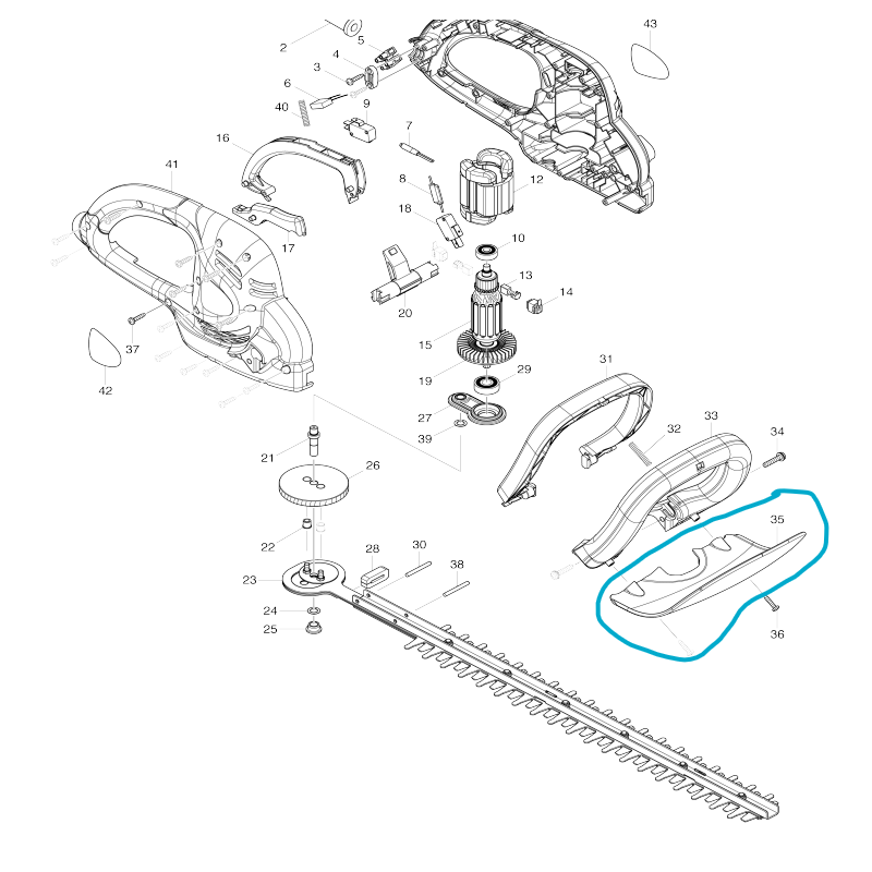 Carter de protection pour taille-haies MAKITA UH650D / UH5261 Carter de protection pour taille-haies MAKITA UH650D / UH5261
