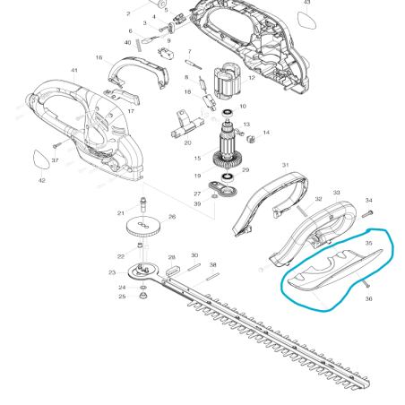 Carter de protection pour taille-haies MAKITA UH650D / UH5261