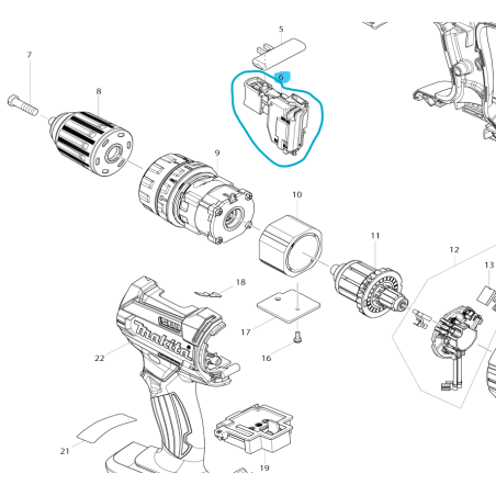 Interrupteur pour perceuses / visseuses MAKITA DDF482 - DHP482