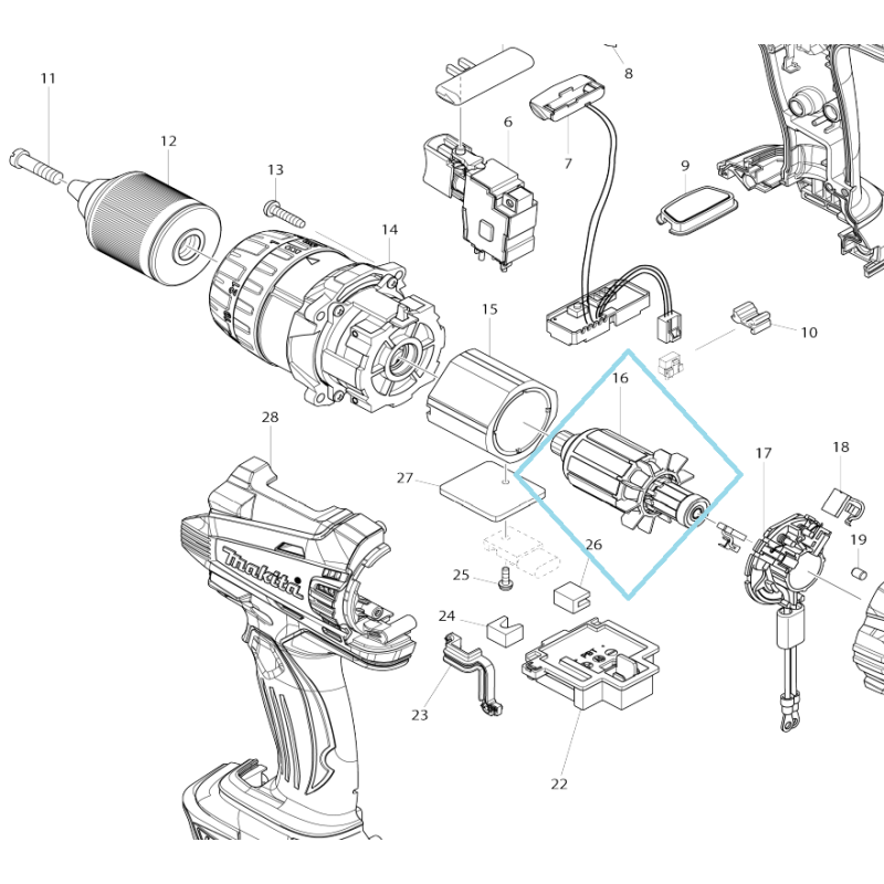 Induit pour perceuse / visseuse MAKITA BDF458 - DHP458 Induit pour perceuse / visseuse MAKITA BDF458 - DHP458