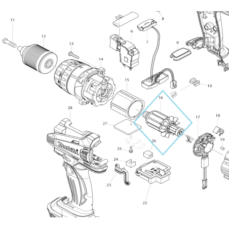 Induit pour perceuse / visseuse MAKITA BDF458 - DHP458