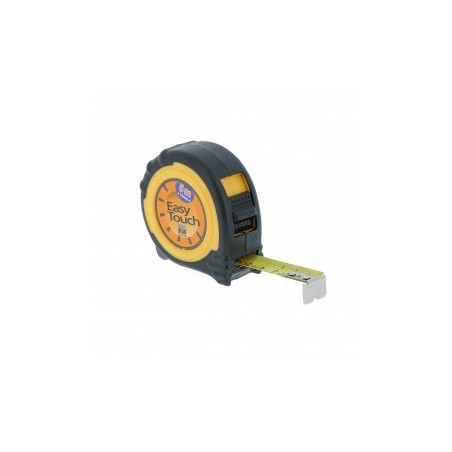Mètre Easy Touch II.  Double stop blocage -  Clip de ceinture  Ruban jaune mat classe II  Boîtier bi-matière.    Dimensions :  L