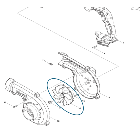 Turbine de souffleur MAKITA DUB185 / DUB186