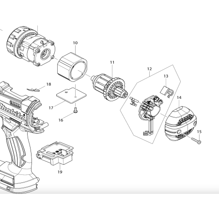 Ensemble porte charbons perceuses MAKITA DDF482