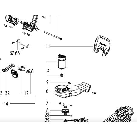 Moteur pour taille-haies METABO HS18LTX45 - HS18LTX55 - HS18LTX65