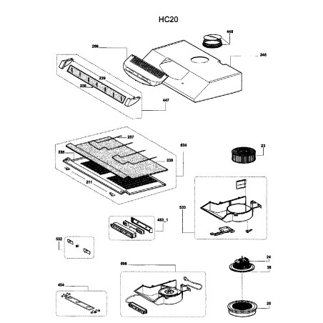 Grille de filtre pour hotte AIRLUX HC20