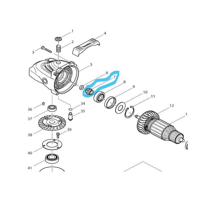Pignon de sortie moteur meuleuses MAKITA GA9020 - MT903 Pignon de sortie moteur meuleuses MAKITA GA9020 - MT903