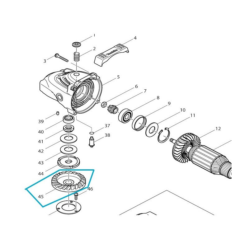 Pignon de renvoi d'angle meuleuses MAKITA GA9030 - GA9040 Pignon de renvoi d'angle meuleuses MAKITA GA9030 - GA9040