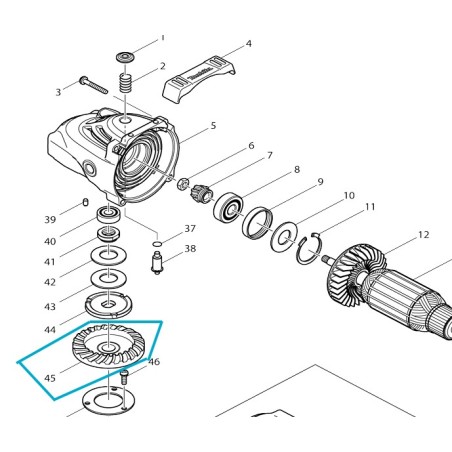 Pignon de renvoi d'angle meuleuses MAKITA GA9030 - GA9040