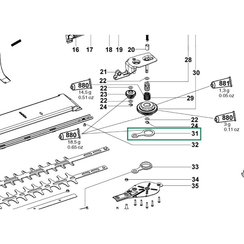 Bielle supérieure taille haies METABO HS8875 Bielle supérieure taille haies METABO HS8875