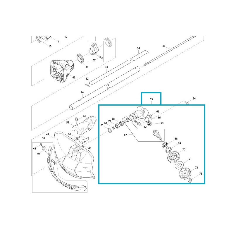 Renvoi d'angle pour débroussailleuse MAKITA / DOLMAR EBH341L / MS4300.4U Renvoi d'angle pour débroussailleuse MAKITA / DOLMAR EBH341L / MS4300.4U