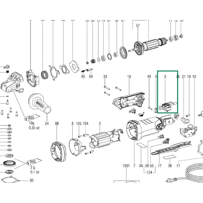 Interrupteur meuleuses d'angle METABO WEPBA 17-125 Quick DS Interrupteur meuleuses d'angle METABO WEPBA 17-125 Quick DS
