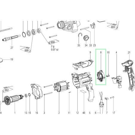 Couronne porte charbons perceuses METABO modèle SBEV 1300-2