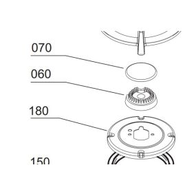 Couronne brûleur auxiliaire tables de cuisson AIRLUX et GLEM