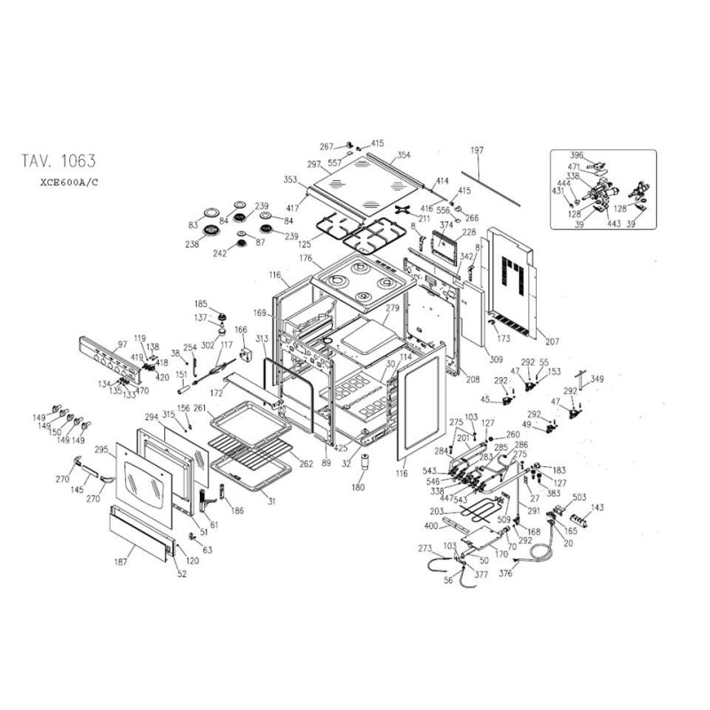Poignee de porte pour cuisinisiere GLEM XCE60GC