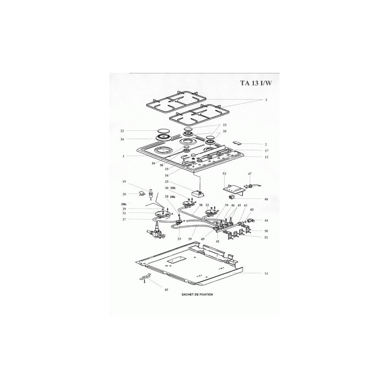 Intercalaire Gaz pour plaque de cuisson AIRLUX TA13I/W