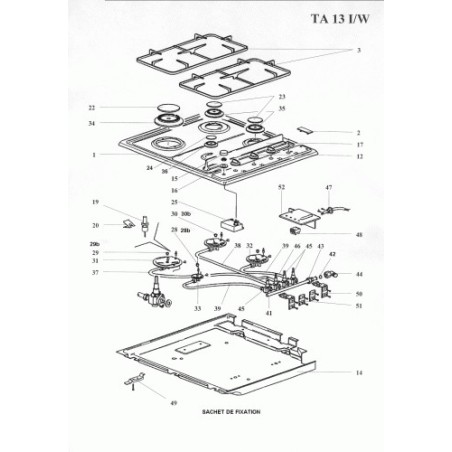 Intercalaire Gaz pour plaque de cuisson AIRLUX TA13I/W