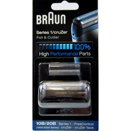 Grille et Couteau 10B/20B pour les rasoirs BRAUN CRUZER, FREE CONTROL, CRUZER FA