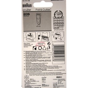 GRILLE ET COUTEAU 20S POUR RASOIR BRAUN CRUZER