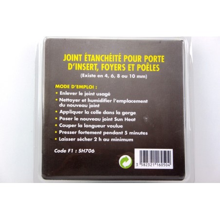 Joint d'étancheité 6mm pour insert, poêles et foyers