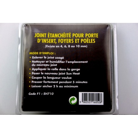 Joint d'étancheité 10mm pour poêles, inserts et foyers